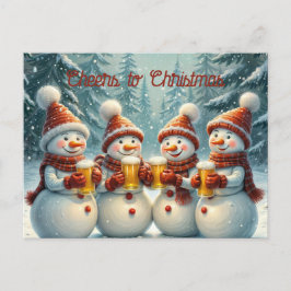 Sneeuwmannen juichen en toasten op Kerstmis Briefkaart