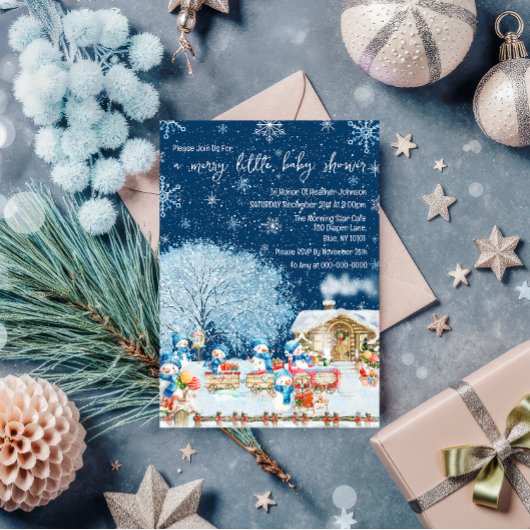 Sneeuwmannen Kerst Baby shower Kaart