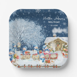 Sneeuwmannen Kerst Baby shower Papieren Bordje