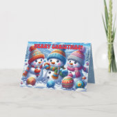 Sneeuwmannen Kerst Kaart Vakantie (Voorkant)