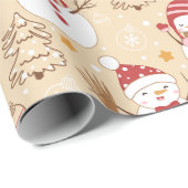 Sneeuwmannen Kerst Ornamenten Cadeaus Geel Kerstmi Cadeaupapier (Rol Hoek)