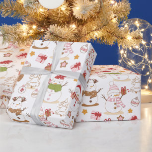 Sneeuwmannen Kerst ornamenten geschenken witte ker Cadeaupapier