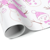 Sneeuwmannen Kerst ornamenten geschenken witte ker Cadeaupapier (Rol Hoek)