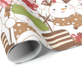 Sneeuwmannen Kerst ornamenten geschenken witte ker Cadeaupapier (Rol Hoek)
