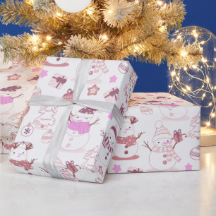 Sneeuwmannen Kerst ornamenten geschenken witte ker Cadeaupapier
