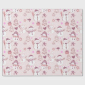 Sneeuwmannen Kerst Ornamenten Gifts Roze Kerstmis Cadeaupapier (Vlak)
