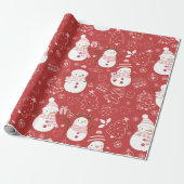 Sneeuwmannen Kerstbomen Harten Cadeaus Rode Kerstm Cadeaupapier (Uitgerold)
