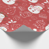 Sneeuwmannen Kerstbomen Harten Cadeaus Rode Kerstm Cadeaupapier (Hoek)