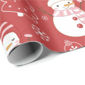 Sneeuwmannen Kerstbomen Harten Cadeaus Rode Kerstm Cadeaupapier (Rol Hoek)