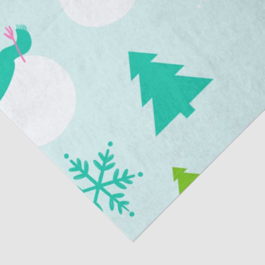 Sneeuwmannen Kerstbomen Sneeuwvlokken Groene Kerst Tissuepapier (Detail)