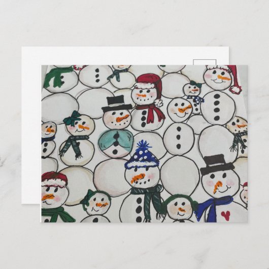 Sneeuwmannen Kerstmis Ornament Hand geschilderde s Briefkaart (Voorkant / Achterkant)
