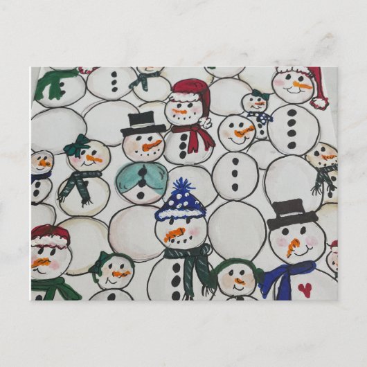 Sneeuwmannen Kerstmis Ornament Hand geschilderde s Briefkaart (Voorkant)