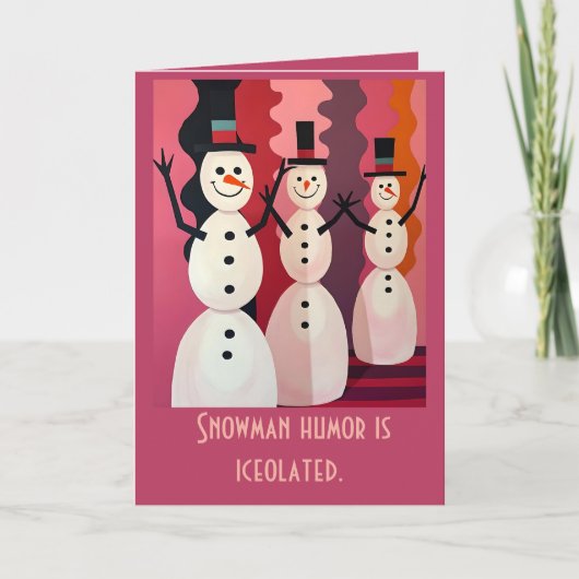 Sneeuwmannen Kitschmas Kerst Roze Thema Ontwerp Kaart (Voorkant)