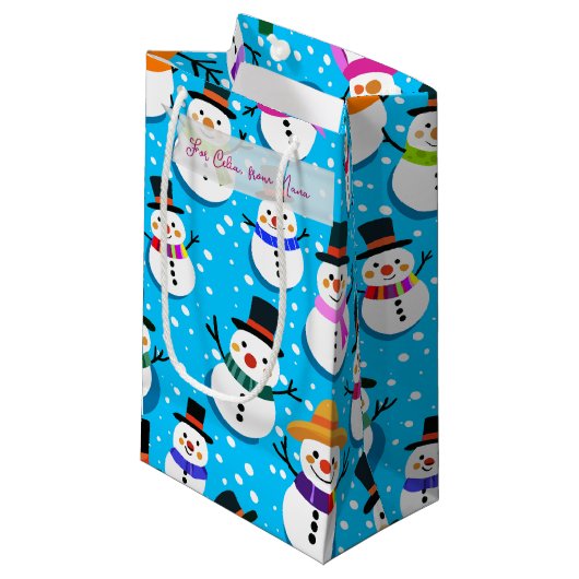 sneeuwmannen klein cadeauzakje (Voorkant Gekanteld)