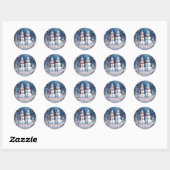 Sneeuwmannen Koppel Ronde Sticker (Vel)