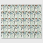Sneeuwmannen Koppel Winter Sneeuwveld Cadeaupapier (Vlak)
