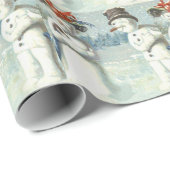 Sneeuwmannen Koppel Winter Sneeuwveld Cadeaupapier (Rol Hoek)