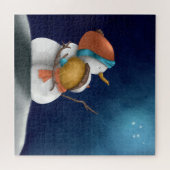 Sneeuwmannen Loving Paar Jubileum Kerstmis Legpuzzel (Horizontaal)