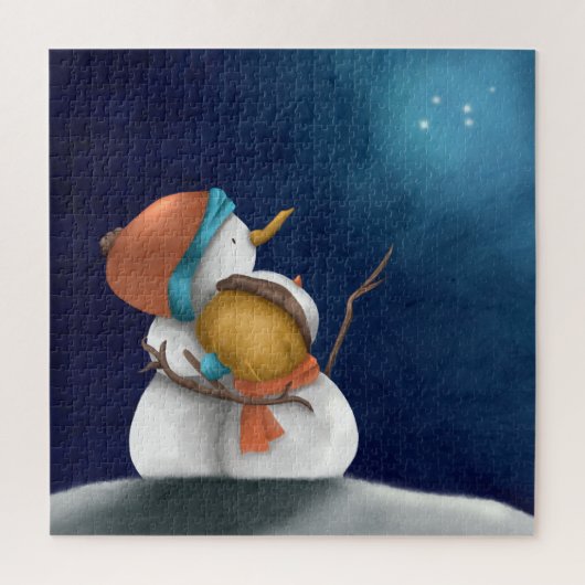 Sneeuwmannen Loving Paar Jubileum Kerstmis Legpuzzel (Verticaal)