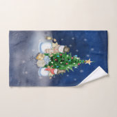 Sneeuwmannen met cadeautjes onder de kerstboom bad handdoek (Handdoek)