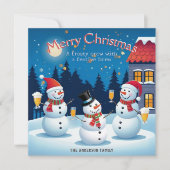 Sneeuwmannen met Drinken Frosty Cheer Merry Christ Feestdagenkaart (Voorkant)