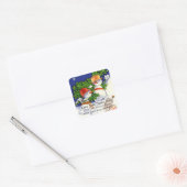 Sneeuwmannen met Kerstboom adreslabel Vierkante Sticker (Envelop)