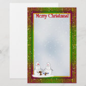 Sneeuwmannen met kerstboomfamilie briefpapier (Voorkant / Achterkant)