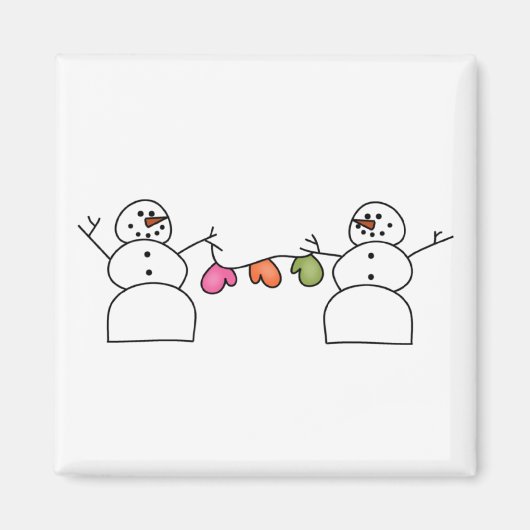 Sneeuwmannen met Mittens T-shirts en geschenken Magneet (Voorkant)