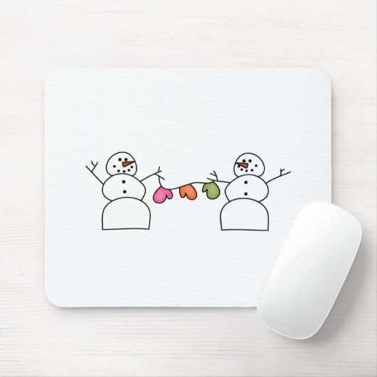 Sneeuwmannen met Mittens T-shirts en geschenken Muismat (Met muis)