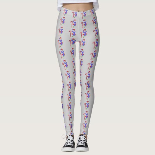 Sneeuwmannen Met Snoepstokken Leggings (Voorkant)