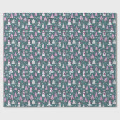 Sneeuwmannen Moderne Kerstbomen Groene Kerstmis Cadeaupapier (Vlak)