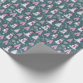 Sneeuwmannen Moderne Kerstbomen Groene Kerstmis Cadeaupapier (Hoek)