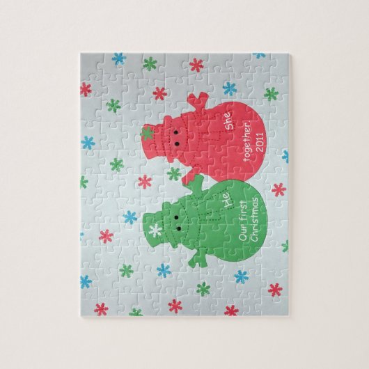Sneeuwmannen: Onze eerste Kerstmis samen 2011 Legpuzzel (Verticaal)