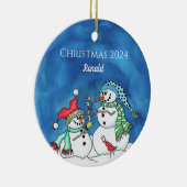 Sneeuwmannen Roasting Marshmellows Gepersonaliseer Keramisch Ornament (Rechts)