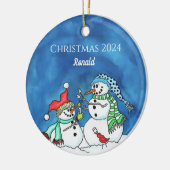 Sneeuwmannen Roasting Marshmellows Gepersonaliseer Keramisch Ornament (Links)