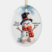 Sneeuwmannen rond en zoet keramisch ornament (Rechts)
