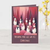 Sneeuwmannen Roze Thema Ontwerp Kitscherig Kerstmi Kaart (Gele Bloem)