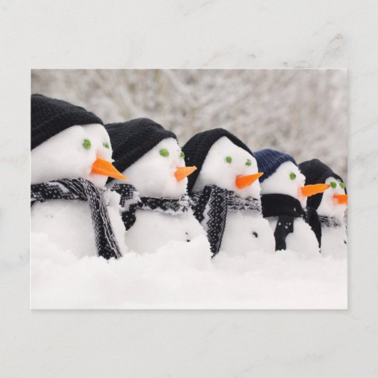 Sneeuwmannen sluiten op rij briefkaart (Voorkant)