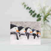 Sneeuwmannen sluiten op rij briefkaart (Staand voorkant)