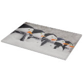 Sneeuwmannen sluiten op rij snijplank (Hoek)