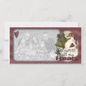 Sneeuwmannen smelten mijn hart Kerstmis fotokaart Feestdagenkaart (Voorkant)