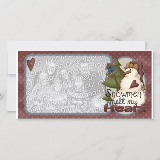 Sneeuwmannen smelten mijn hart Kerstmis fotokaart Feestdagenkaart (Voorkant)