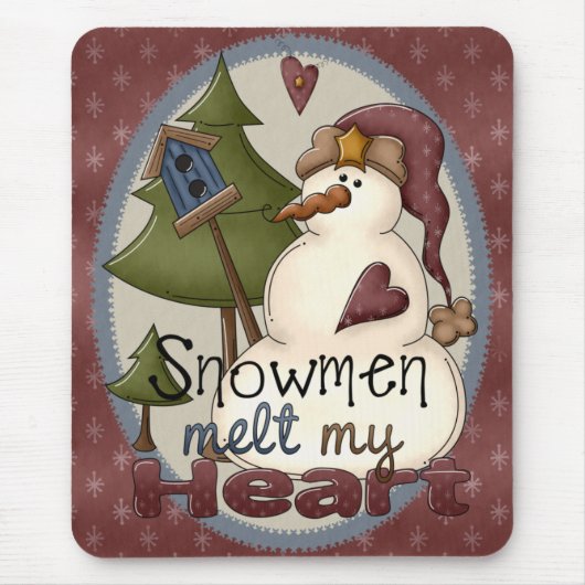 Sneeuwmannen smelten mijn hart mousepad muismat (Voorkant)