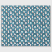 Sneeuwmannen Sneeuw Kerstmis Ornamenten Blauw Kers Cadeaupapier (Vlak)