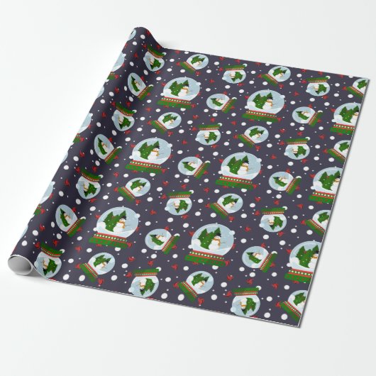Sneeuwmannen Sneeuwbollen Cadeaupapier (Uitgerold)