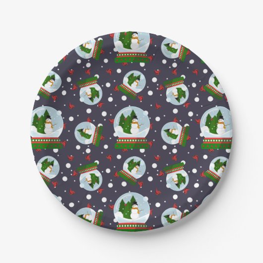 Sneeuwmannen Sneeuwbollen Papieren Bordje (Voorkant)