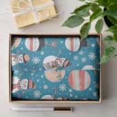 Sneeuwmannen, sneeuwvlokken en Ornamenten Blue Chr Tissuepapier (Geschenk)