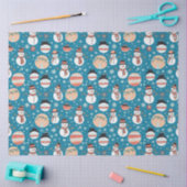 Sneeuwmannen, sneeuwvlokken en Ornamenten Blue Chr Tissuepapier (Craft)