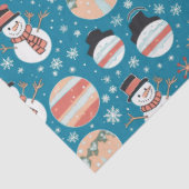 Sneeuwmannen, sneeuwvlokken en Ornamenten Blue Chr Tissuepapier (Detail)