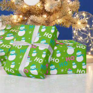 Sneeuwmannen Sneeuwvlokken Ho Ho Ho Moderne Kerstm Cadeaupapier